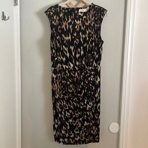 Calvin Klein animal print faux wrap dress sleeveless